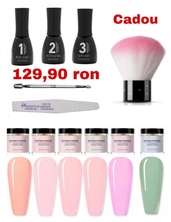 Kit 6 Dipping Powder + 3 solutii Oranjollie roz